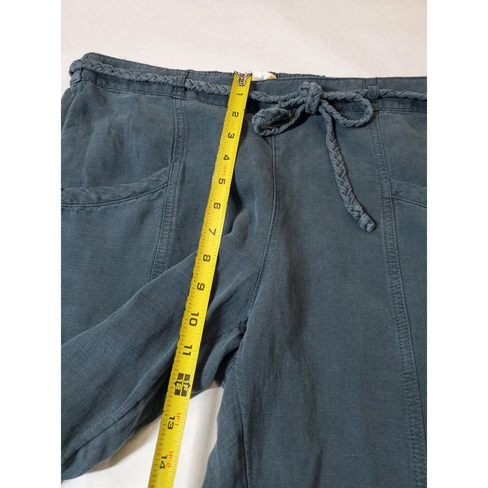 C&C‎ California Teal Blue Linen Blend Drawstring Waist Pants Women's Size L - Picture 8 of 10